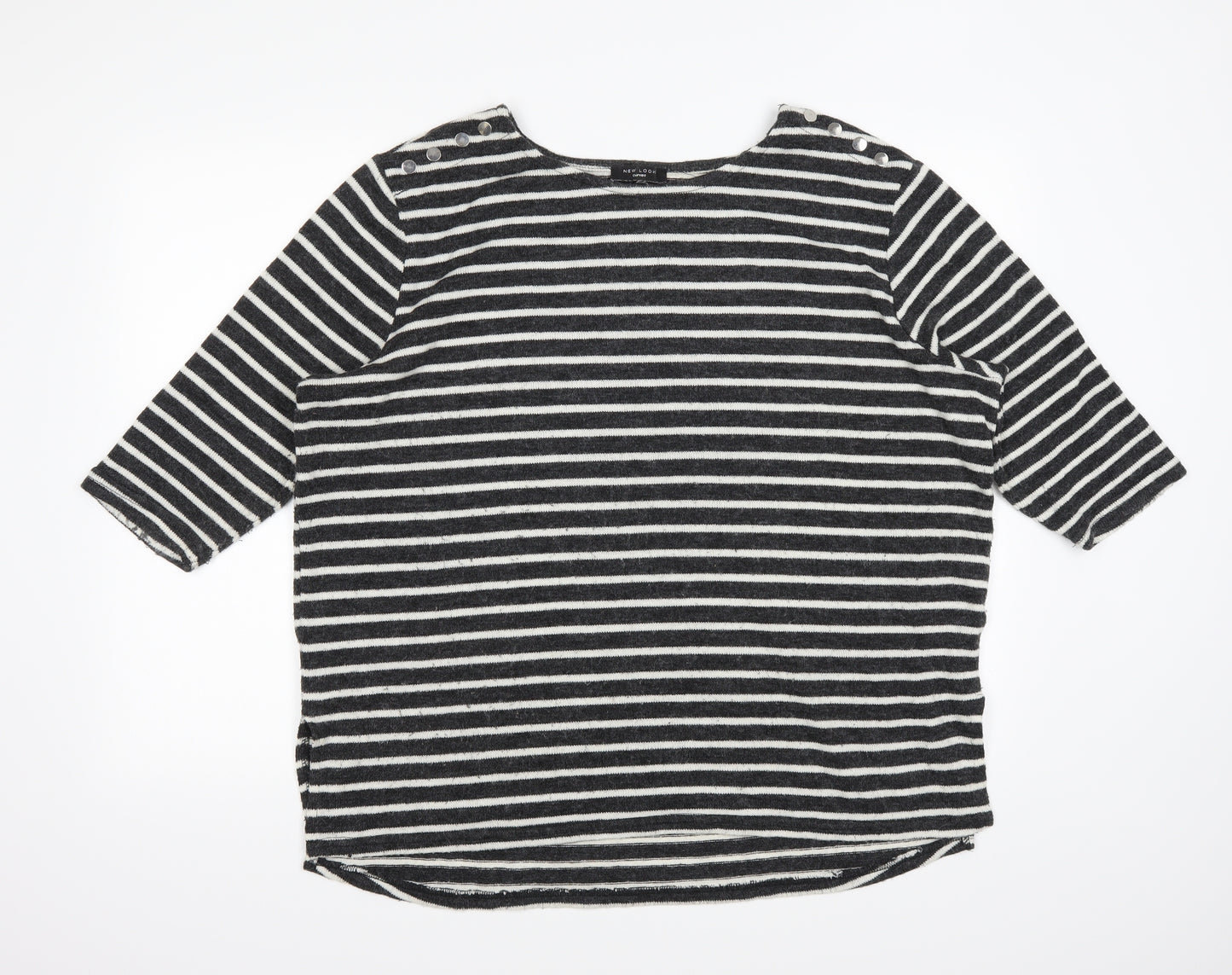 New Look Womens Grey Striped  Pullover Jumper Size 20