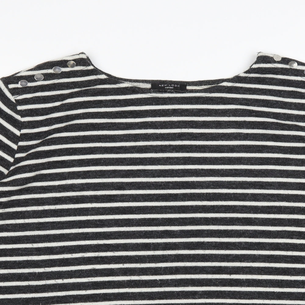New Look Womens Grey Striped  Pullover Jumper Size 20