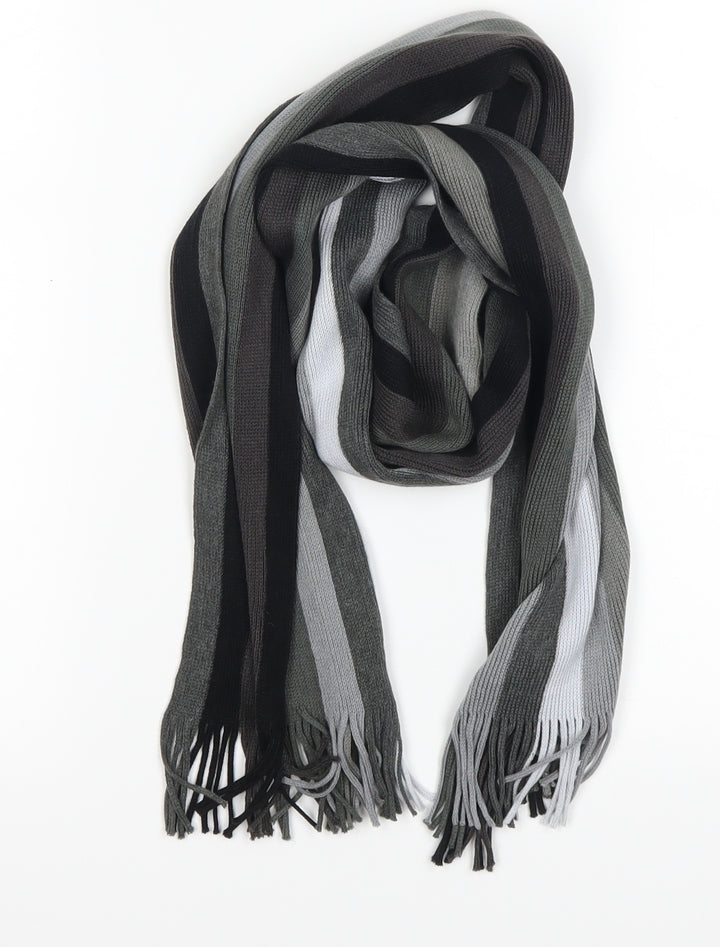 Preworn Unisex Black Striped Scarf One Size