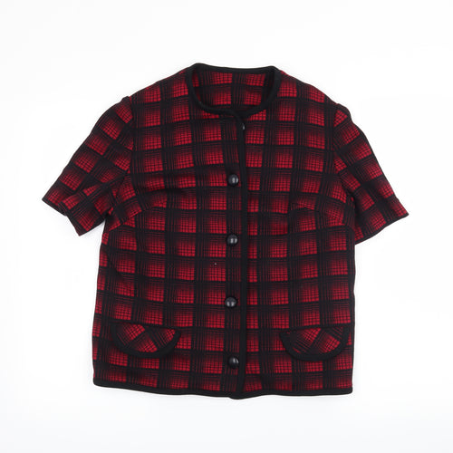 Preworn Womens Red Check  Basic Button-Up Size 14