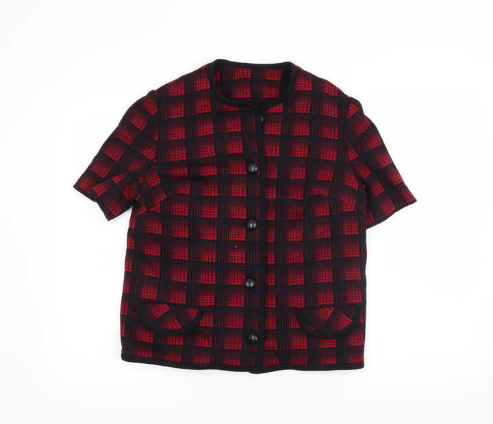 Preworn Womens Red Check  Basic Button-Up Size 14