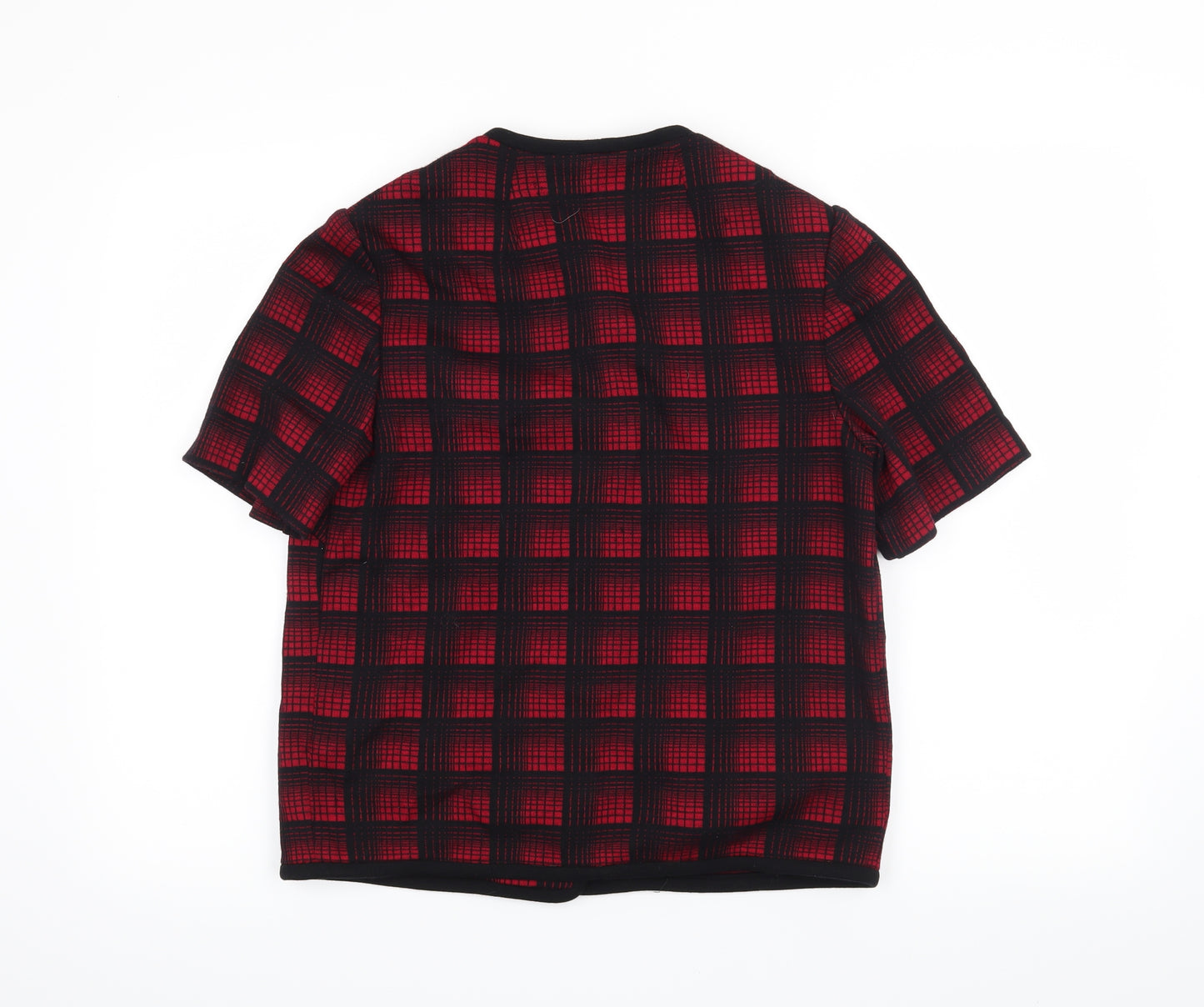 Preworn Womens Red Check  Basic Button-Up Size 14