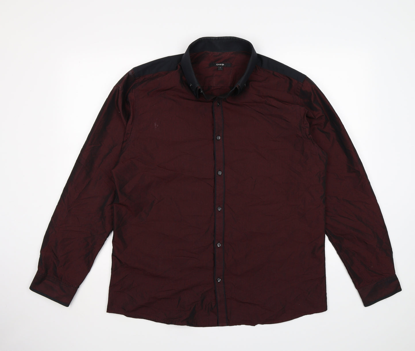 George Mens Brown    Dress Shirt Size L  - two tone