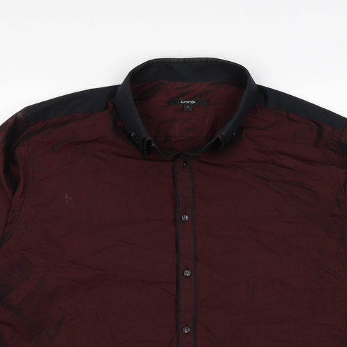 George Mens Brown    Dress Shirt Size L  - two tone