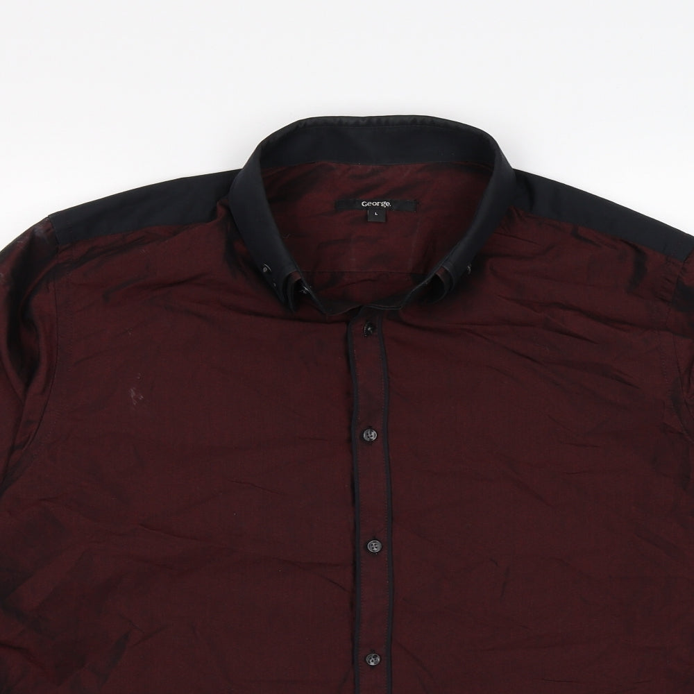 George Mens Brown    Dress Shirt Size L  - two tone