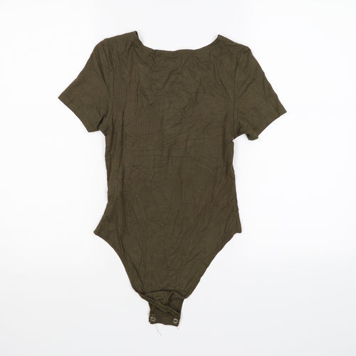 Gate Women Womens Green Striped  Bodysuit One-Piece Size XS  - lace neck