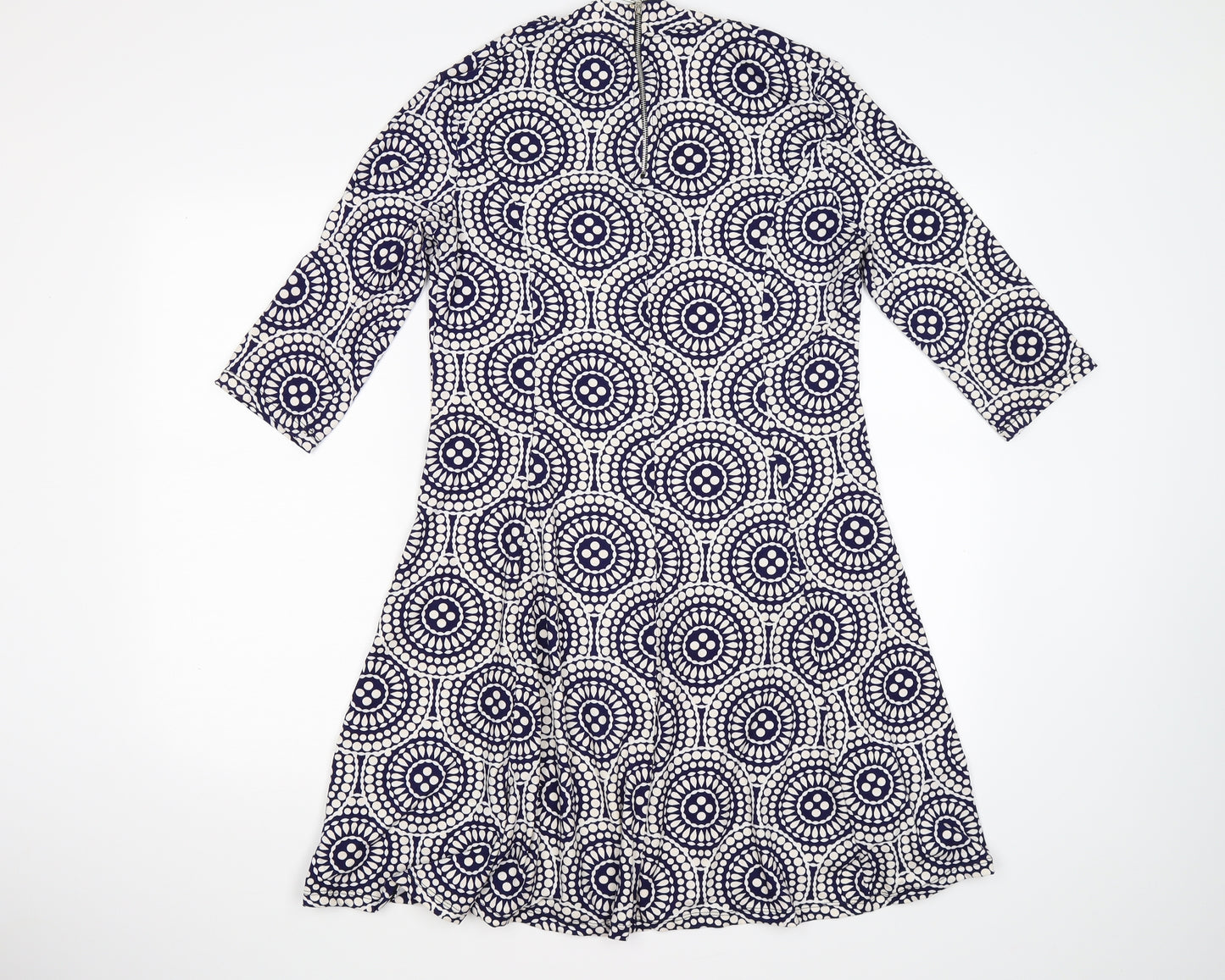 QED London Womens Blue Geometric  Fit & Flare  Size M