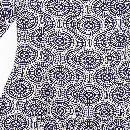 QED London Womens Blue Geometric  Fit & Flare  Size M