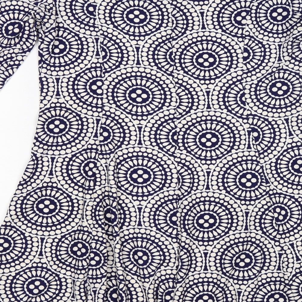 QED London Womens Blue Geometric  Fit & Flare  Size M