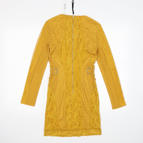 ASOS Womens Yellow Floral Lace Bodycon  Size 8