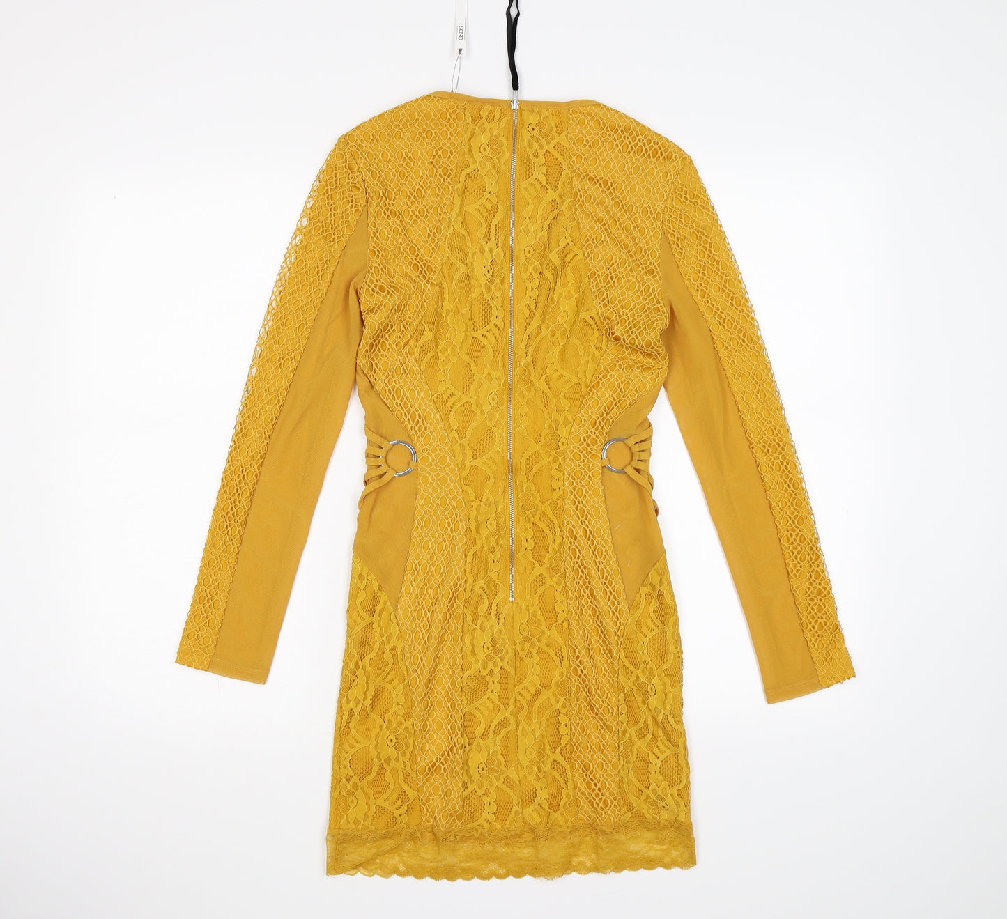 ASOS Womens Yellow Floral Lace Bodycon  Size 8