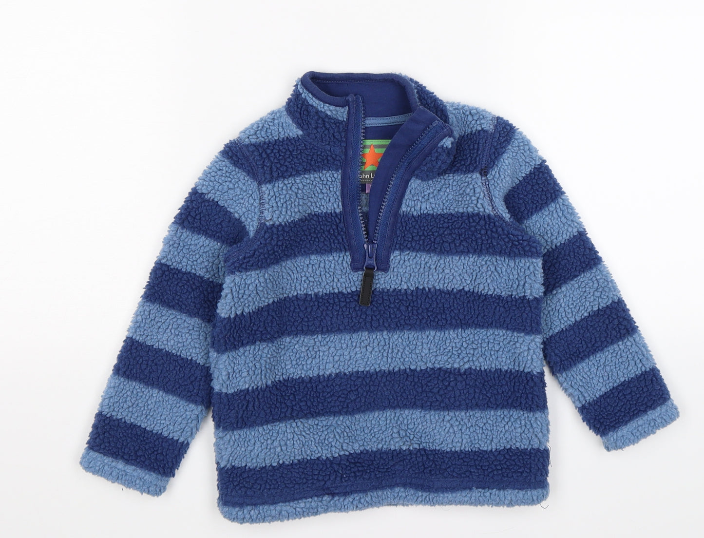 John Lewis Boys Blue Striped Fleece Pullover Jumper Size 2 Years