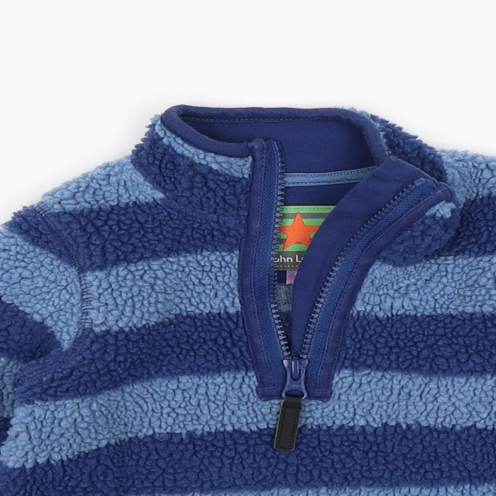 John Lewis Boys Blue Striped Fleece Pullover Jumper Size 2 Years