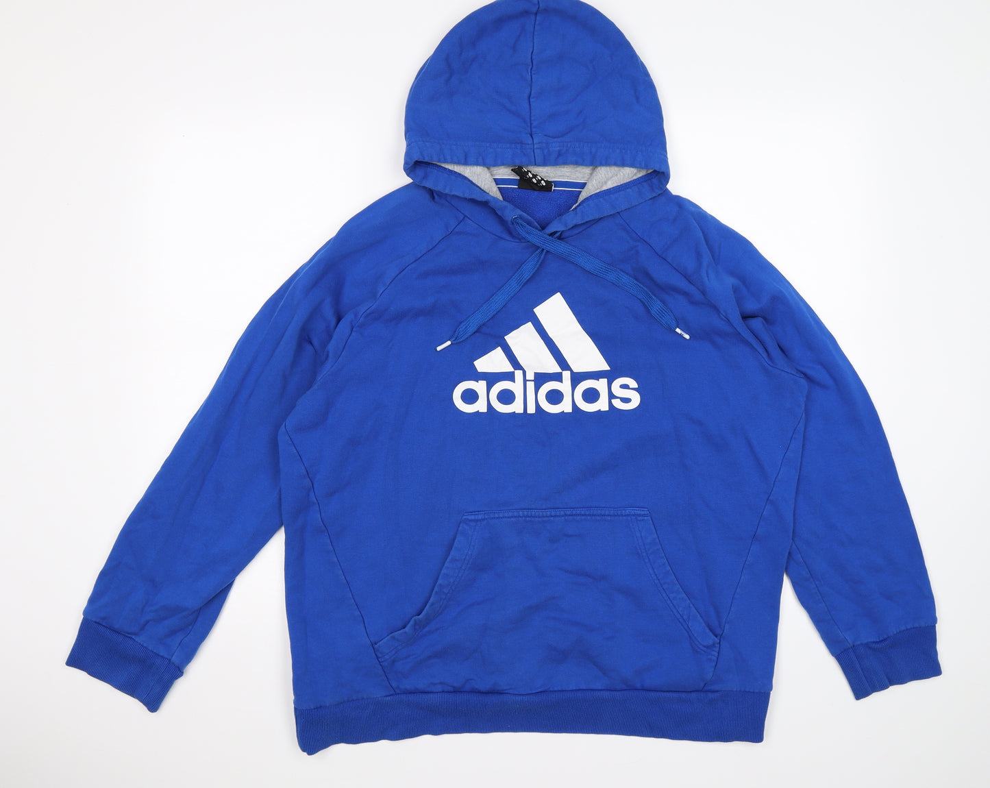 adidas Mens Blue  Jersey Pullover Hoodie Size XL
