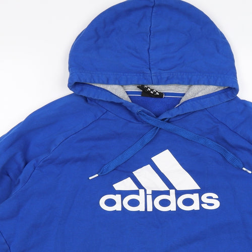 adidas Mens Blue  Jersey Pullover Hoodie Size XL
