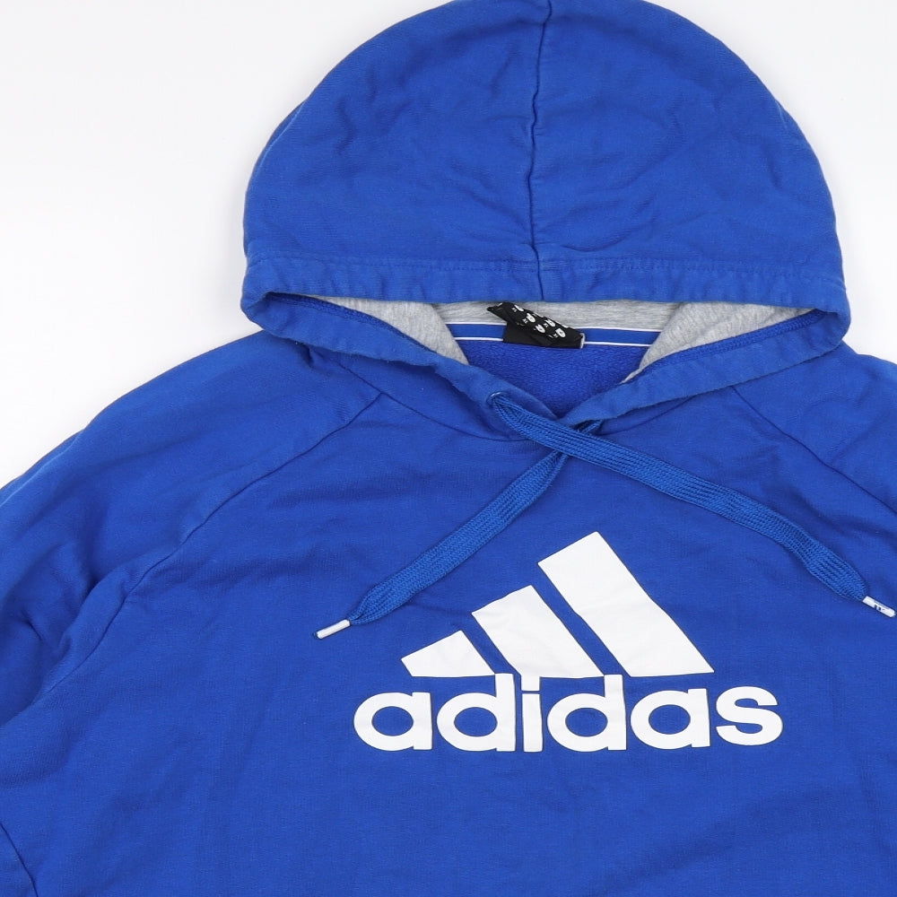 adidas Mens Blue  Jersey Pullover Hoodie Size XL
