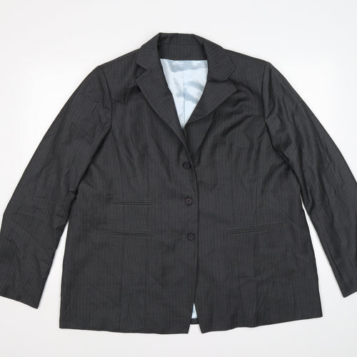 Preworn Mens Grey Striped  Jacket Suit Jacket Size 46