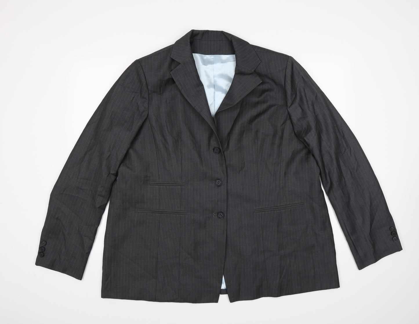 Preworn Mens Grey Striped  Jacket Suit Jacket Size 46