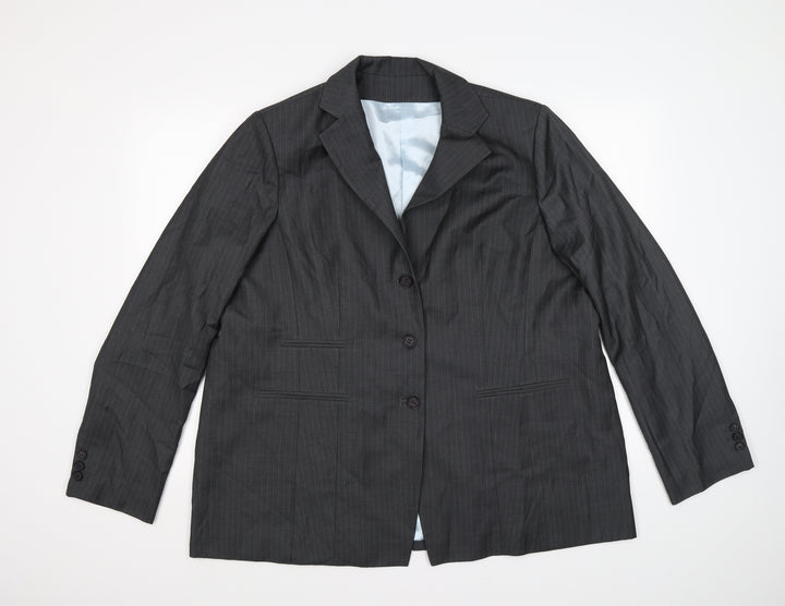 Preworn Mens Grey Striped  Jacket Suit Jacket Size 46