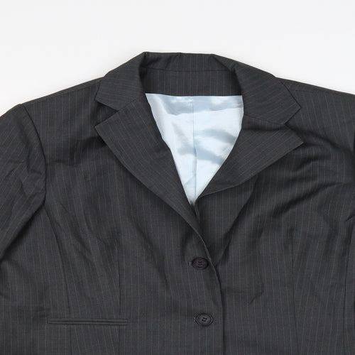 Preworn Mens Grey Striped  Jacket Suit Jacket Size 46