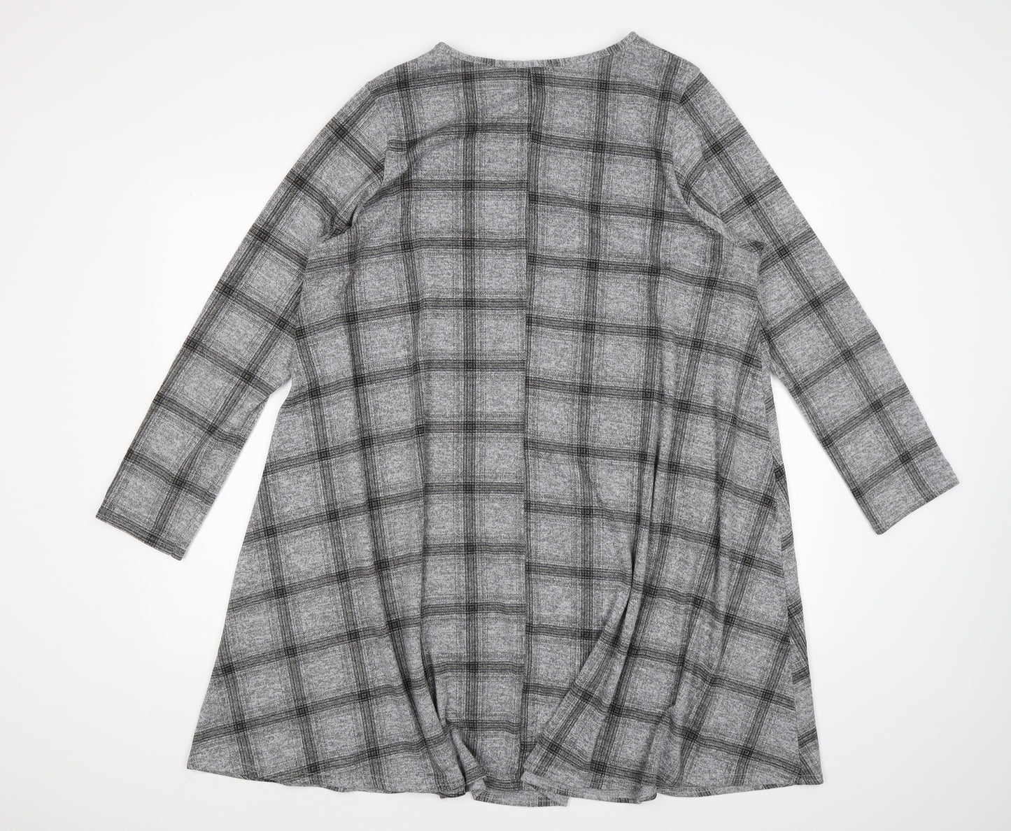 Boohoo Womens Grey Check Jersey A-Line  Size 22