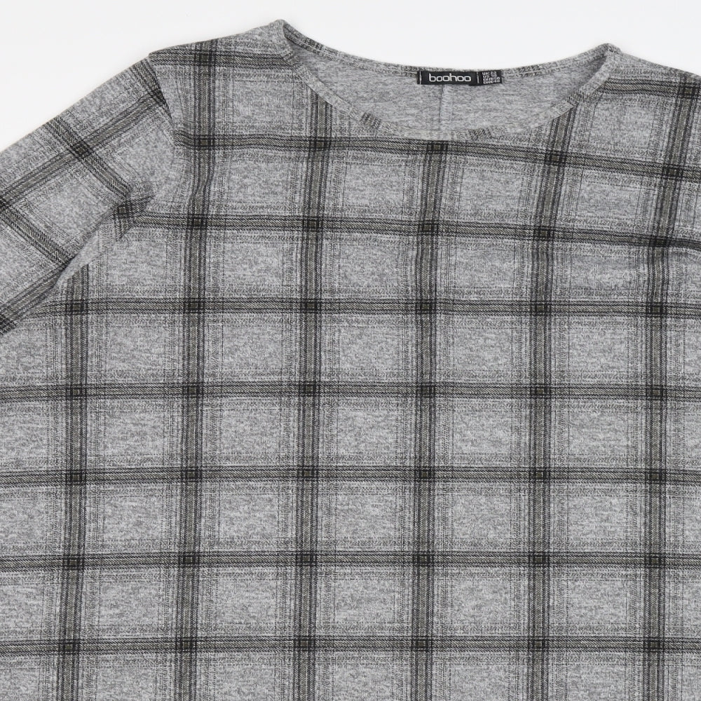 Boohoo Womens Grey Check Jersey A-Line  Size 22