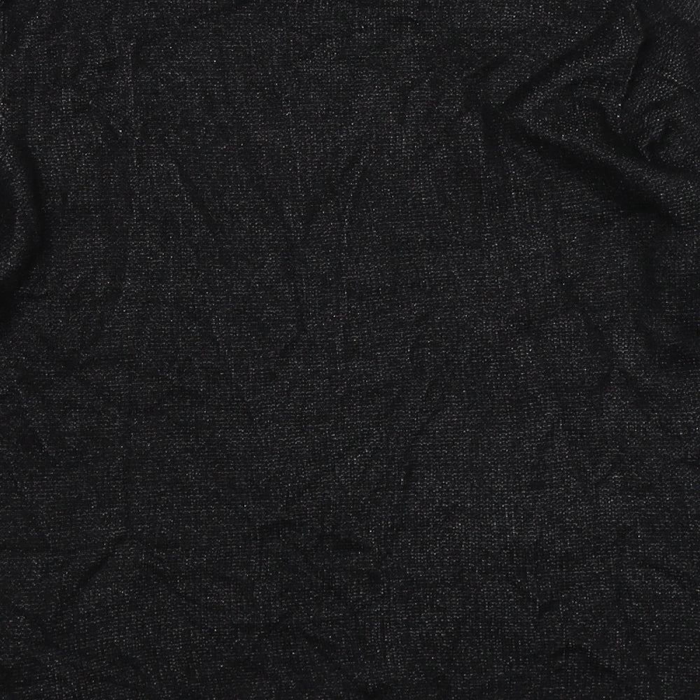 text Womens Black Geometric Knit Pullover Jumper Size L  - grey colourblock