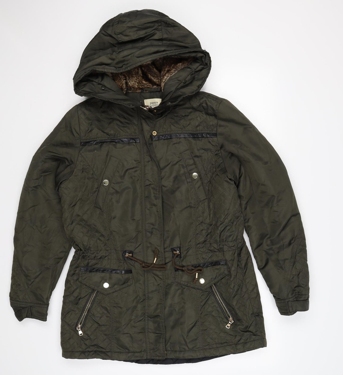 Papaya Womens Green   Parka Jacket Size 14