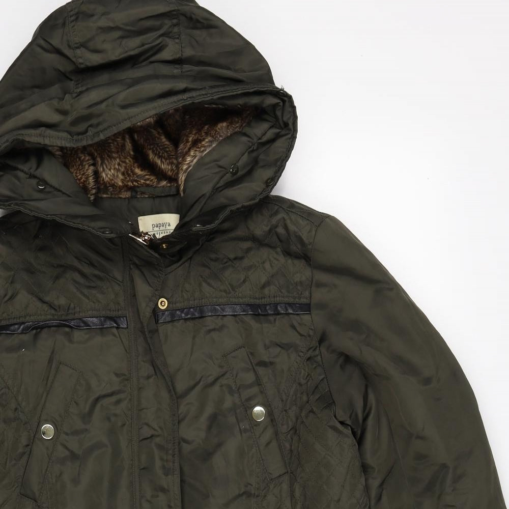 Papaya Womens Green   Parka Jacket Size 14