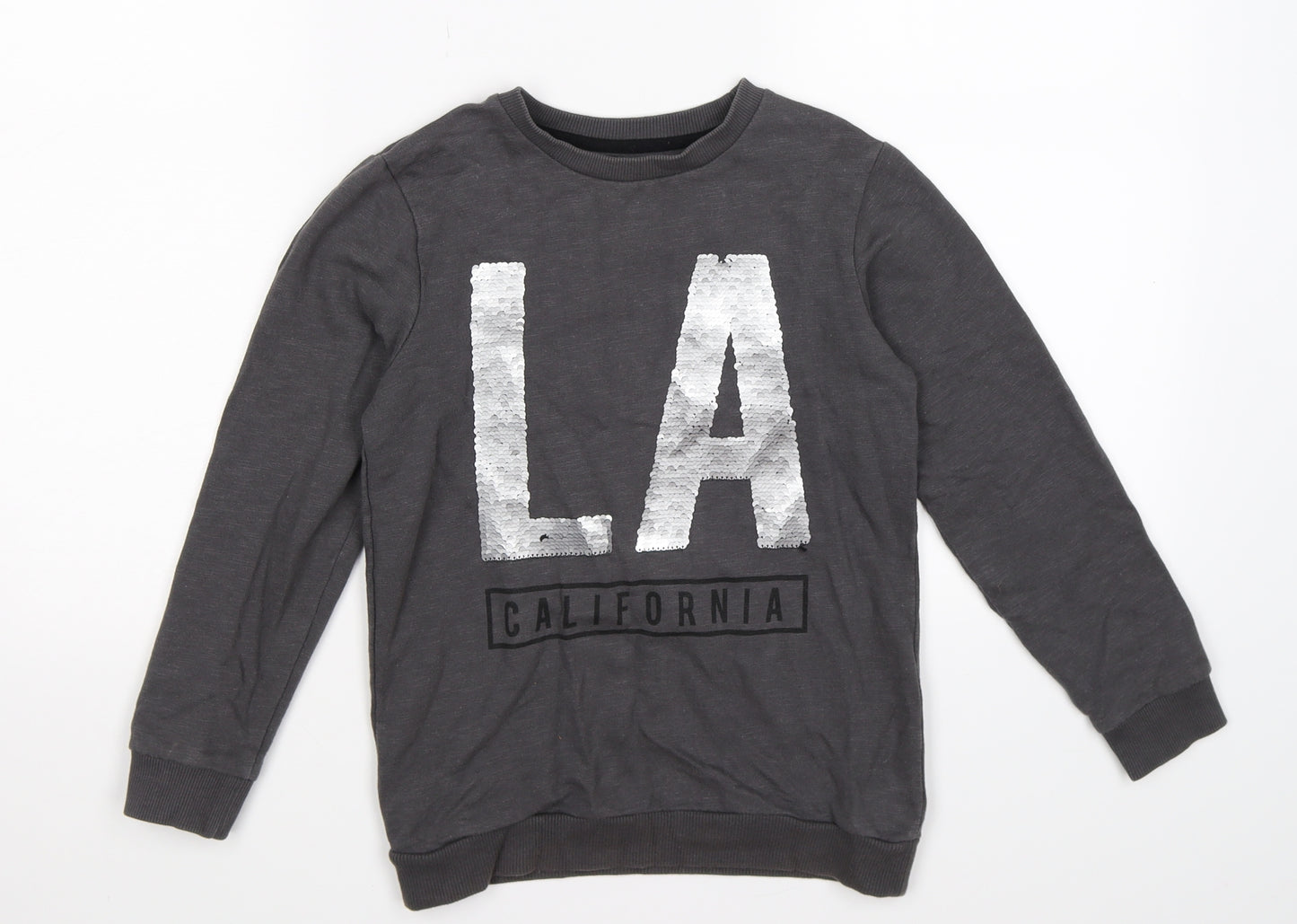 TU Girls Grey  Jersey Pullover Sweatshirt Size 8 Years  - LA Sequins
