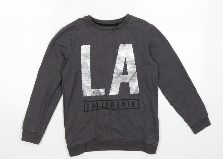 TU Girls Grey  Jersey Pullover Sweatshirt Size 8 Years  - LA Sequins