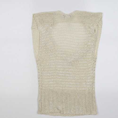 Morgan Womens Ivory  Crochet Basic T-Shirt Size S