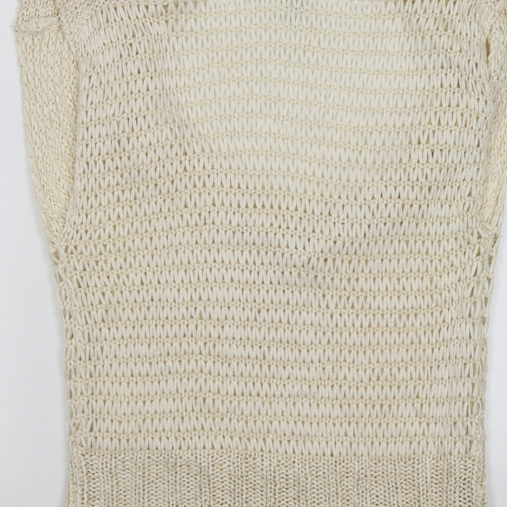 Morgan Womens Ivory  Crochet Basic T-Shirt Size S