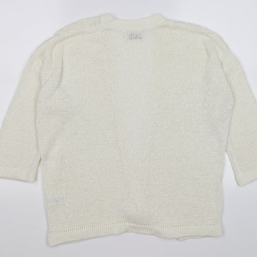 Papaya Womens Ivory  Crochet Cardigan Jumper Size M