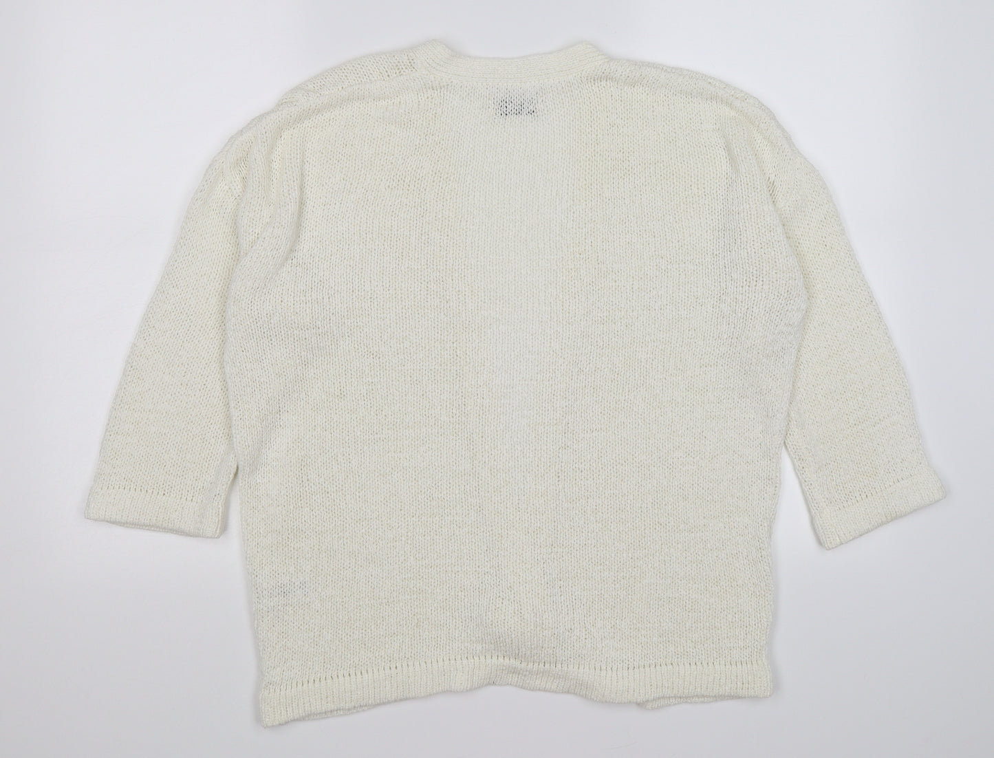 Papaya Womens Ivory  Crochet Cardigan Jumper Size M