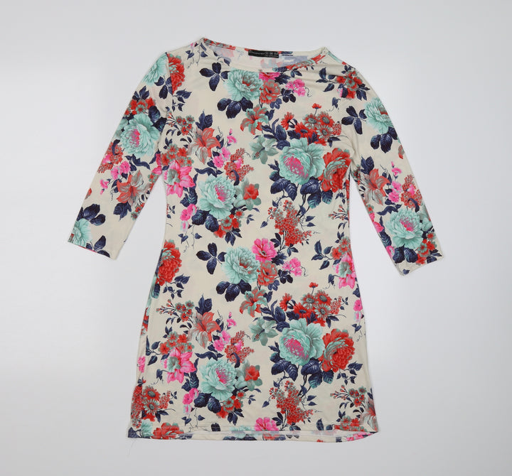 Atmosphere Womens Ivory Floral Satin Bodycon  Size 8