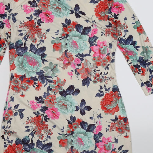 Atmosphere Womens Ivory Floral Satin Bodycon  Size 8