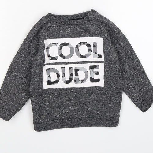 Primark Boys Grey  Jersey Pullover Jumper Size 9-12 Months  - cool dude
