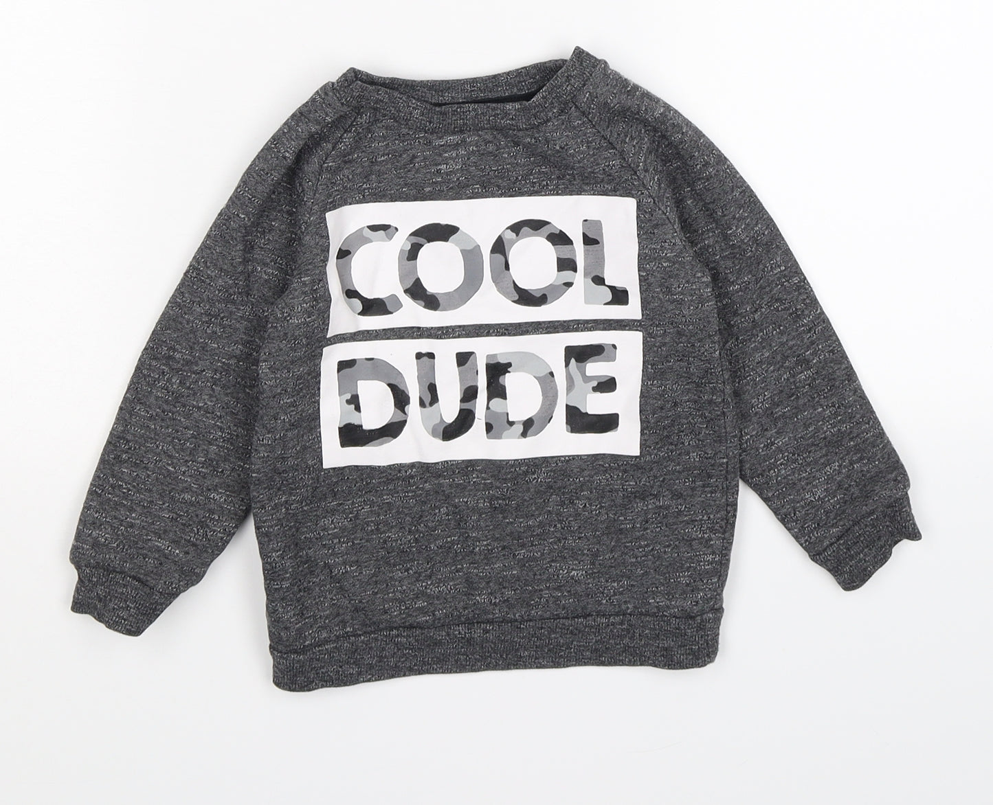 Primark Boys Grey  Jersey Pullover Jumper Size 9-12 Months  - cool dude