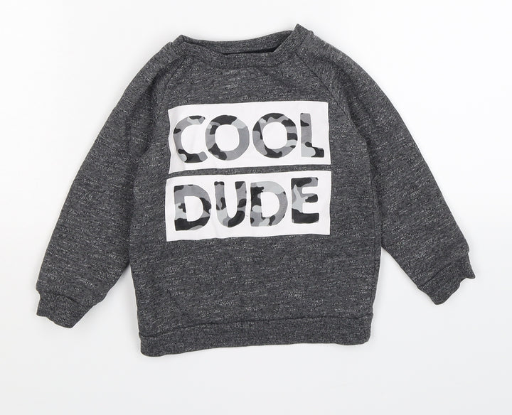 Primark Boys Grey  Jersey Pullover Jumper Size 9-12 Months  - cool dude