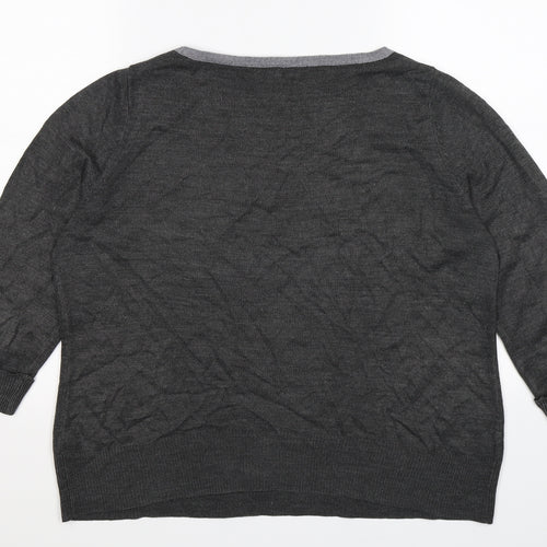 BHS Womens Grey Striped Knit Pullover Jumper Size 14