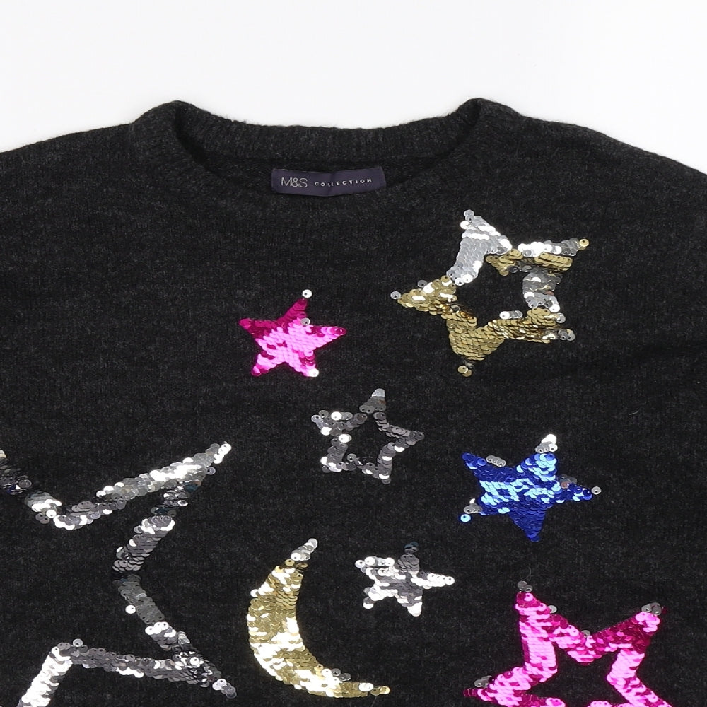 Marks and Spencer Womens Grey  Knit Pullover Jumper Size S  - stars sequins