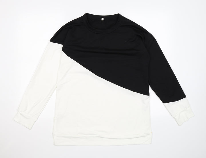 Preworn Womens Black Colourblock  Pullover Sweatshirt Size L