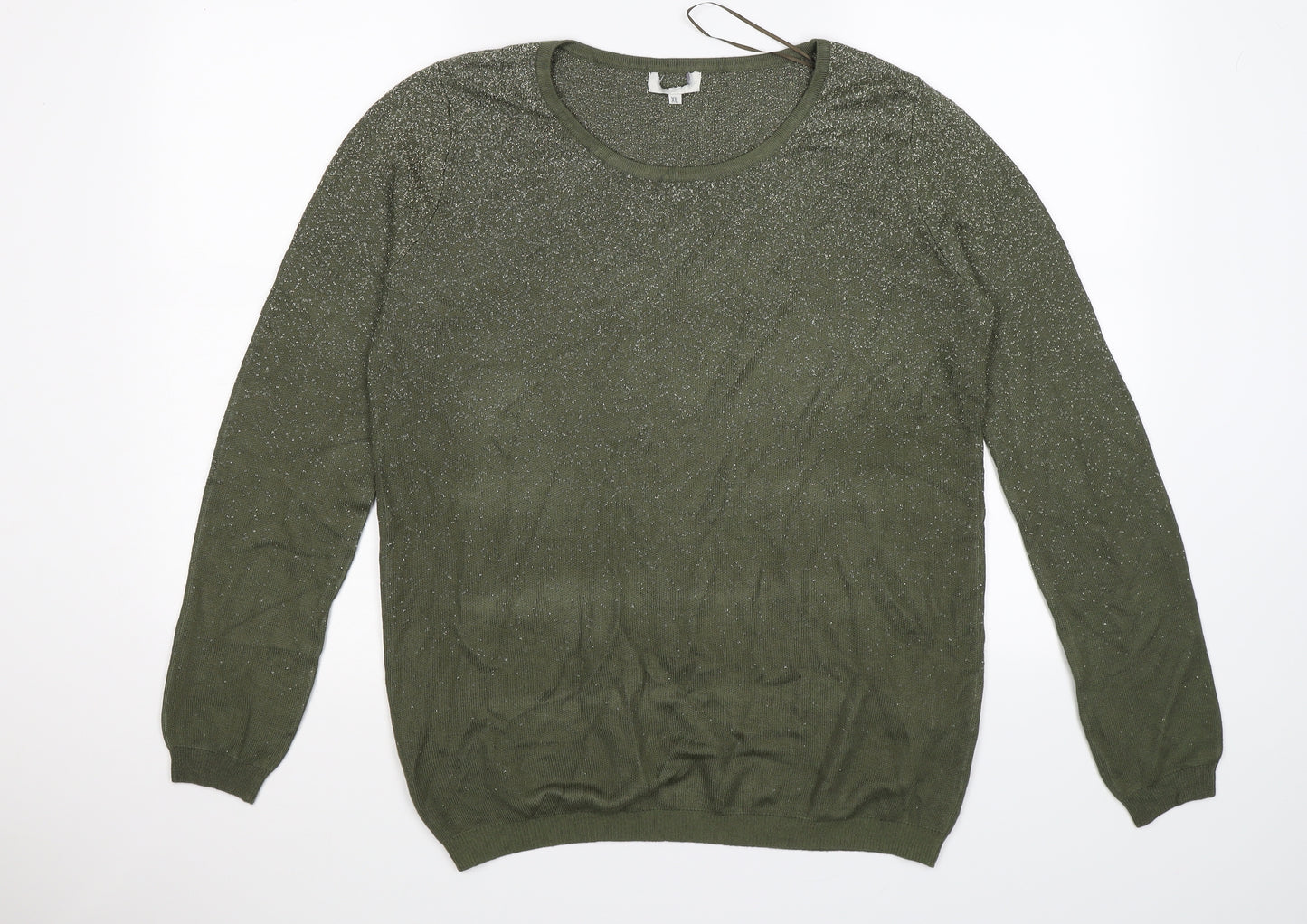Preworn Womens Green  Knit Pullover Jumper Size XL  - Glittery