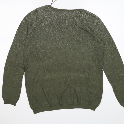 Preworn Womens Green  Knit Pullover Jumper Size XL  - Glittery