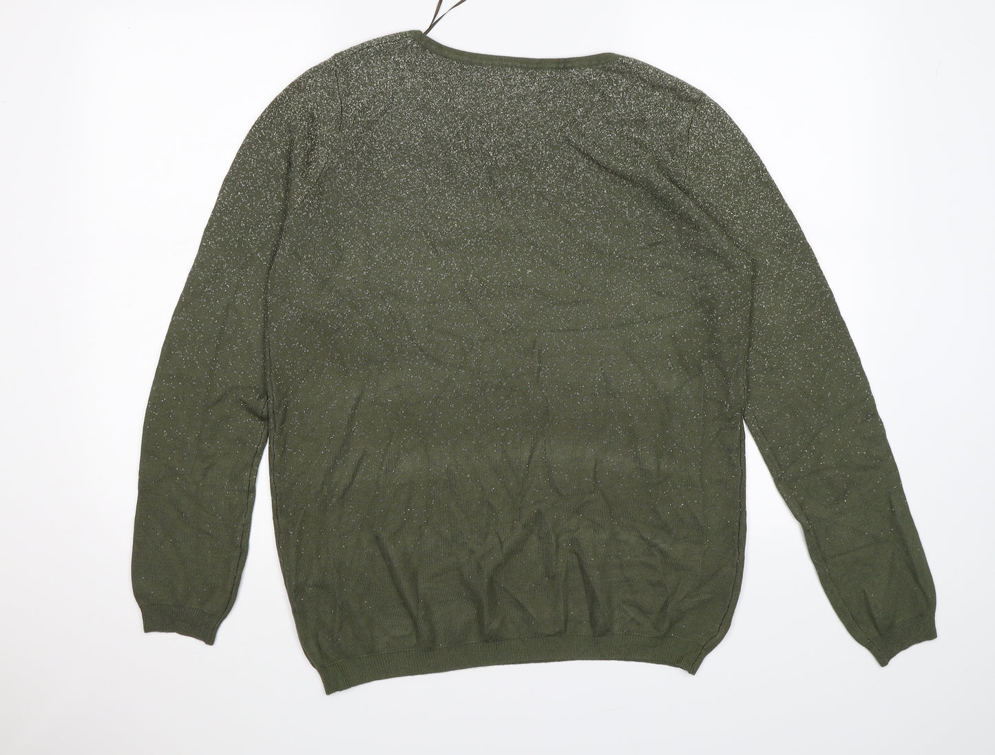 Preworn Womens Green  Knit Pullover Jumper Size XL  - Glittery