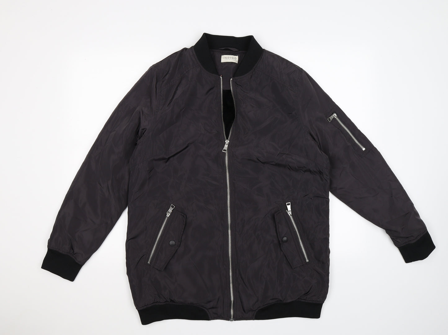Indigo Womens Black   Bomber Jacket Jacket Size 14  - faux fur lined