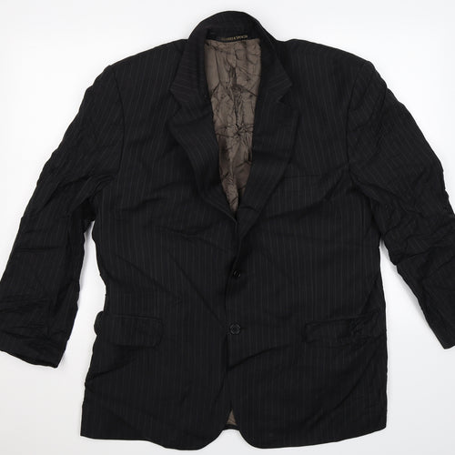 Marks and Spencer Mens Black Striped  Jacket Suit Jacket Size 44