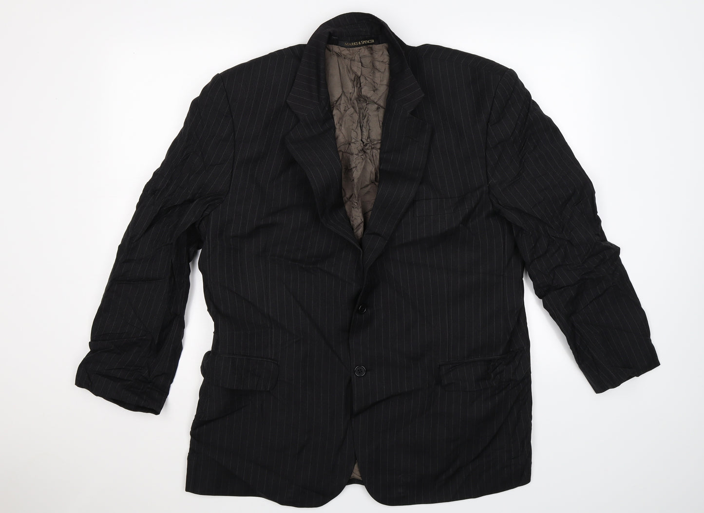 Marks and Spencer Mens Black Striped  Jacket Suit Jacket Size 44