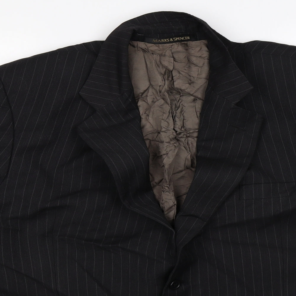 Marks and Spencer Mens Black Striped  Jacket Suit Jacket Size 44